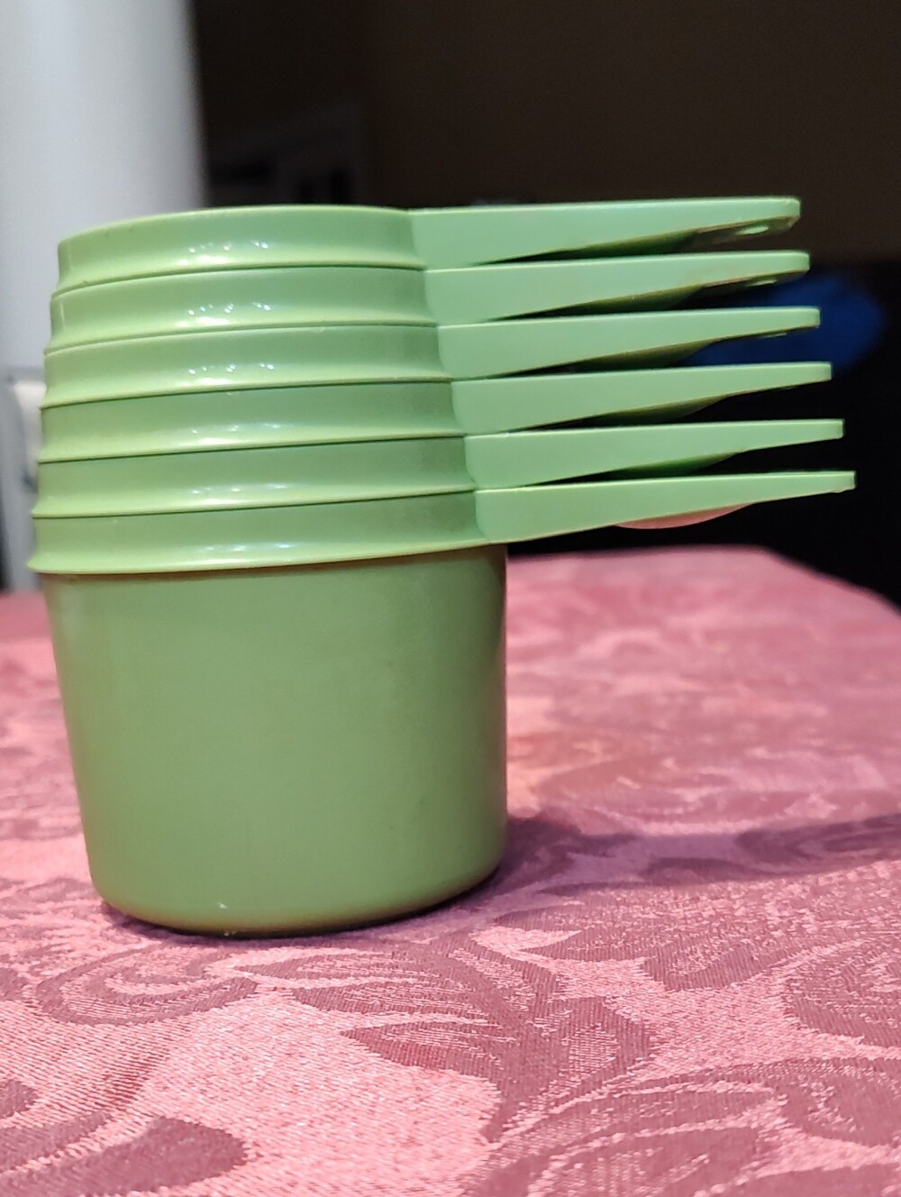 Vintage Tupperware Nesting Measuring Cups, Full Set of 6, Avocado/Apple Green